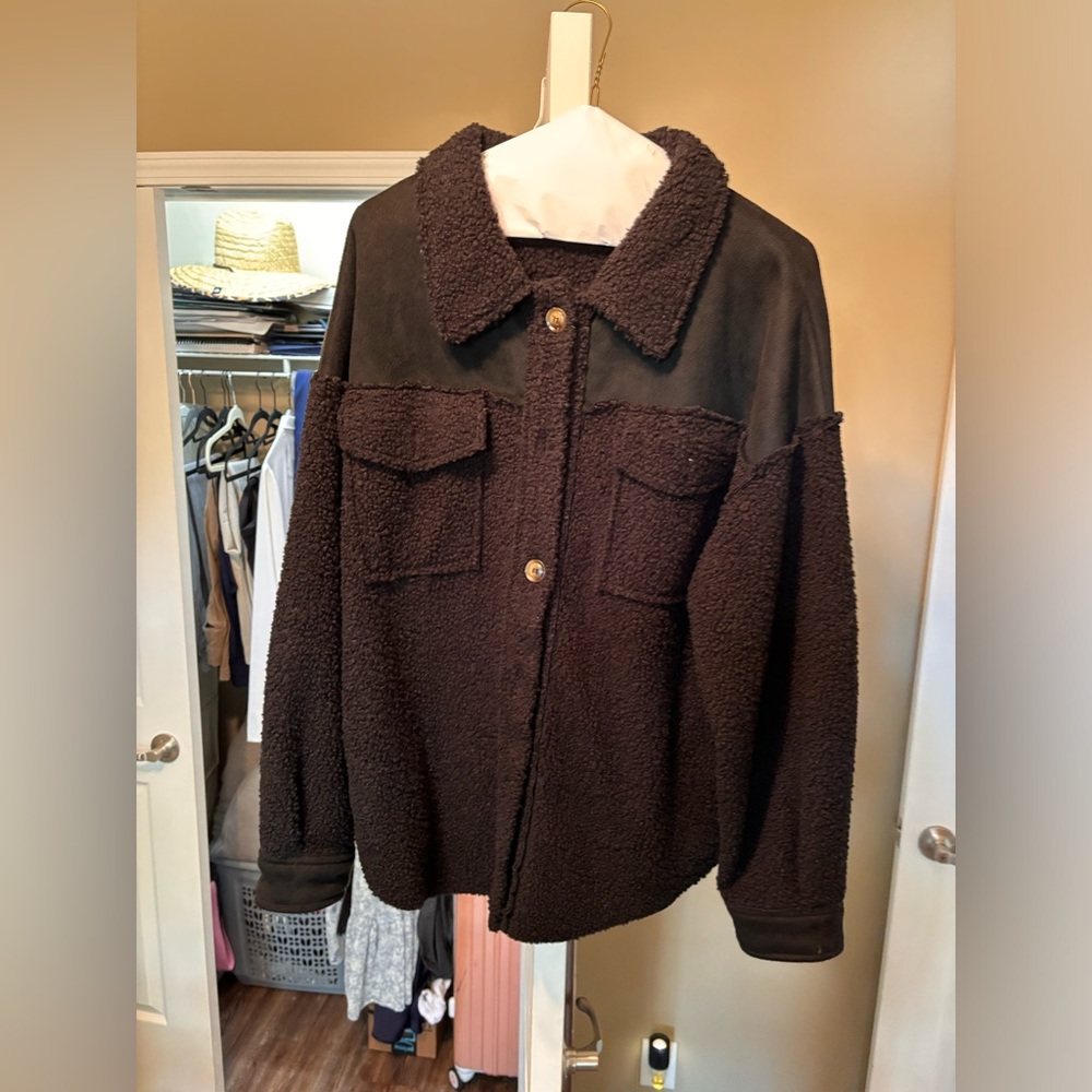 Suede and Sherpa shacket